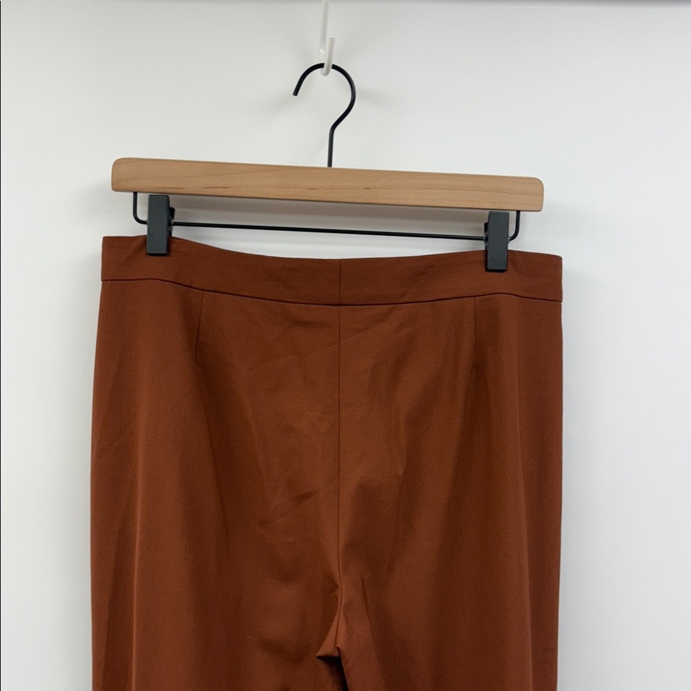 Theory High Slit Trouser Stretch Wool High Rise Flared Wide Leg Pant Brandy 6 - Picture 8 of 11